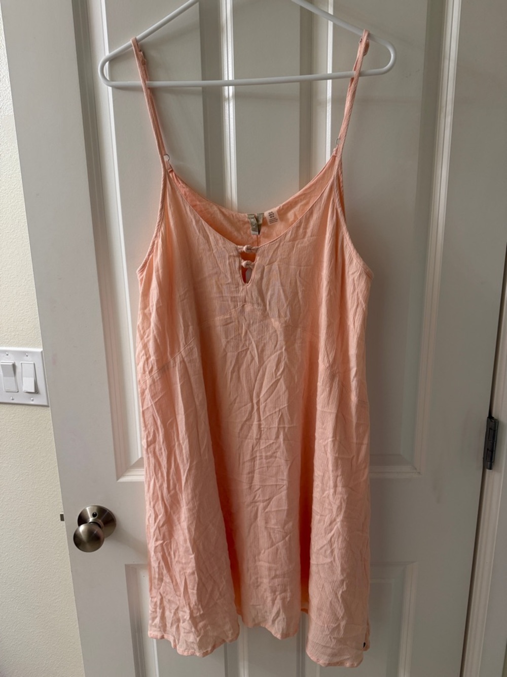 Roxy Peach Textured Spaghetti-Strap Dress